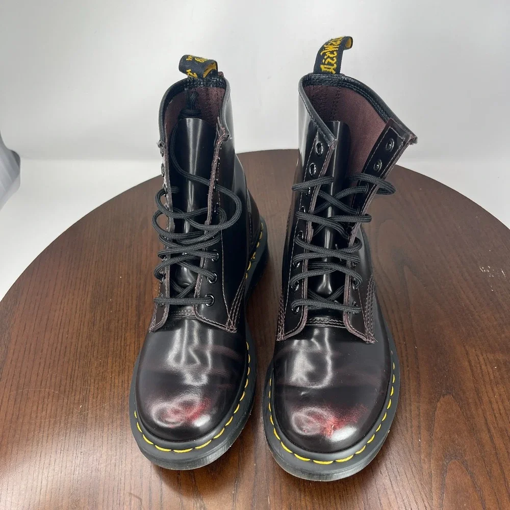 Dr. Martens Womens Boot 6 Arcadia Red Cherry Black Leather Lace Up Combat 1460 - Picture 11 of 16
